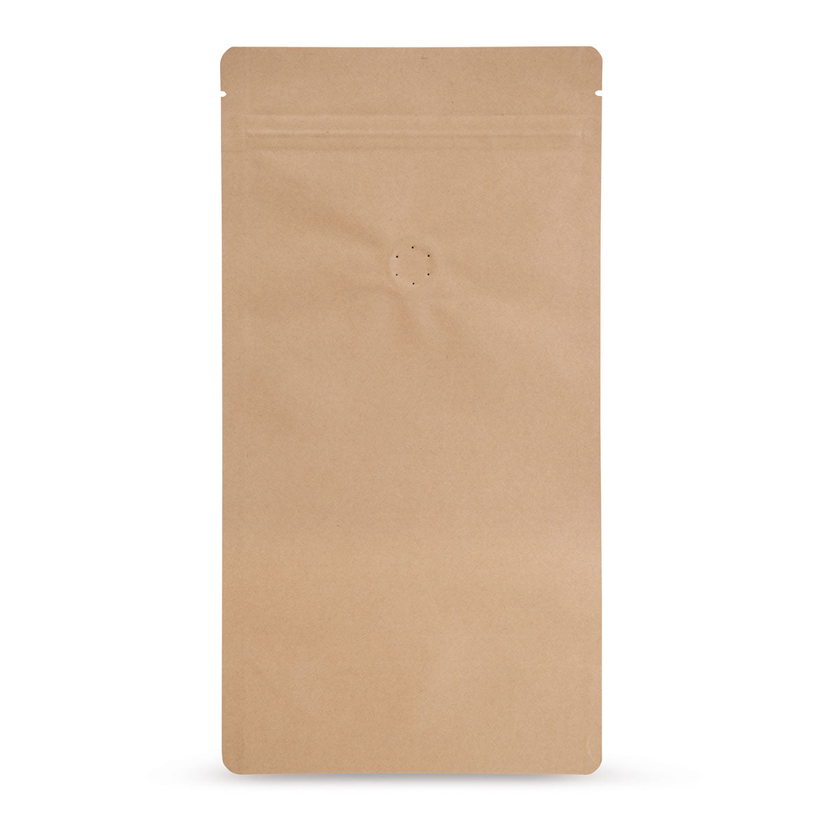 Standbodenbeutel Kraftpapier mit Aromaschutzventil — Hauptansicht des Beutels mit Aromaventil, Kraftpapier-Optik von Elke ...
